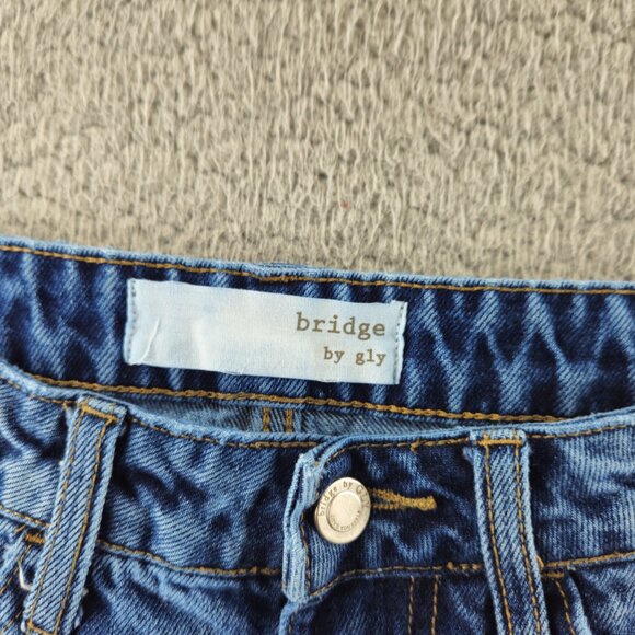 Bridge by Gly Denim Shorts Womens 24 Blue Distressed High Rise Mom Fit Raw Hem - Picture 5 of 13